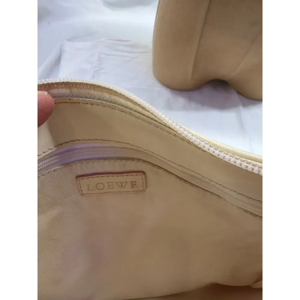 Loewe Pink Anagram Pattern Canvas & Off-White Leather Crossbody Bag
